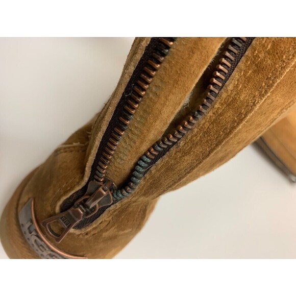 BOGO UGG Knightsbridge Tan Tall Suede Boot 5119 Shearling Lined Back Zip Women 5 - Picture 15 of 16